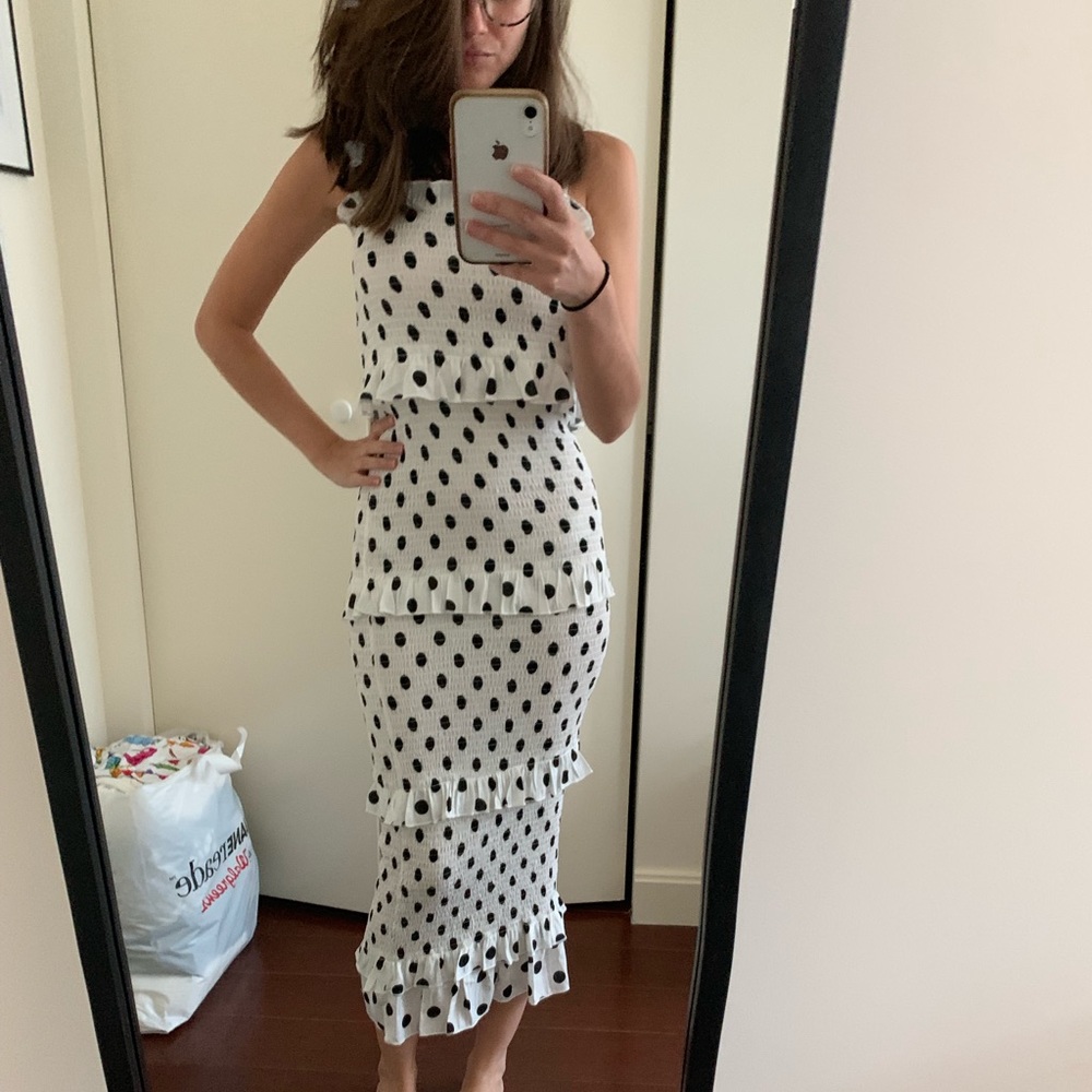 White polka dot maxi dress